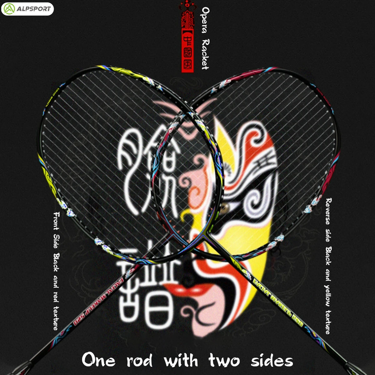 ALP LP 9U Double-sided Pattern Full Carbon Fiber Ultra-light Badminton Racket Original Chinese Peking Opera Mask Design USA