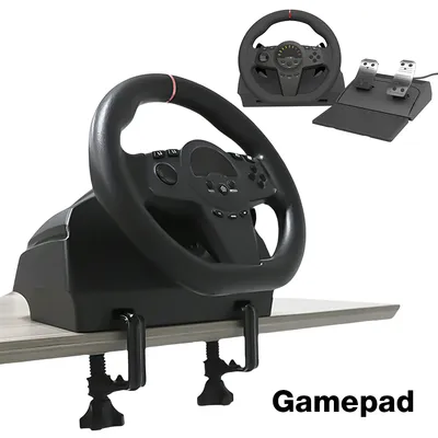 270° Gaming Simracing Car Pedal Racing Steering Wheel Vibration Controller for PC PS3/PS4/Switch/