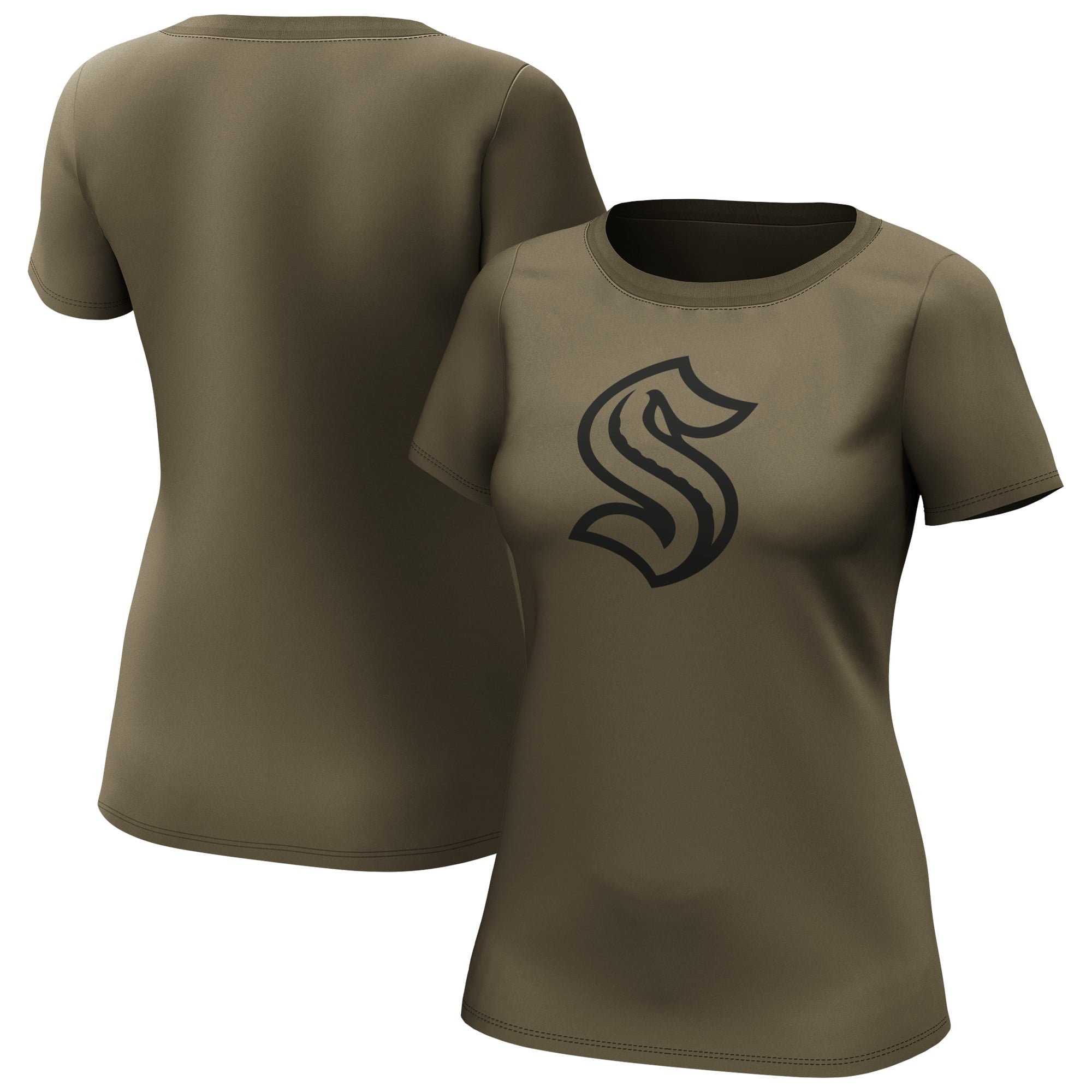 Seattle Kraken Fanatics Branded Iconic Preferred Logo Grafik T-Shirt - Khaki - Damen