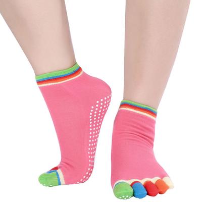 Yoga Socks Grip Yoga Socks Five Toe Socks 1 Pair Women's Socks Anti-Slip Breathable Moisture Wicking Protective Yoga Pilates Dance Bikram Barre Sports Winter Deep Purple Azure PinkYellow