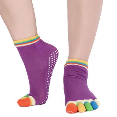 Yoga Socks Grip Yoga Socks Five Toe Socks 1 Pair Women's Socks Anti-Slip Breathable Moisture Wicking Protective Yoga Pilates Dance Bikram Barre Sports Winter Deep Purple Azure PinkYellow