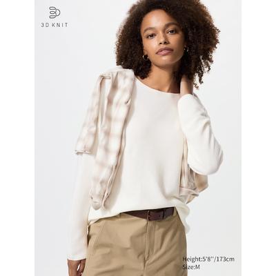 Uniqlo - 3d Knit Seamless Cotton Crew Neck Jumper - Off White - XS