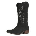 J's.o.l.e Ladies Cowgirl Cowboy Boots for Women Leather Mid Wide Calf Country Riding Western Black Wedding Shoes UK Size 6