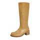 𝗥ed Glitter Shoes for Women Calf Boots Knee High Boots High Heeled Long Boots 𝗖hunky Platform Boots (Yellow, 8.5)