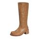 𝗥ed Glitter Shoes for Women Calf Boots Knee High Boots High Heeled Long Boots 𝗖hunky Platform Boots (Brown, 7)