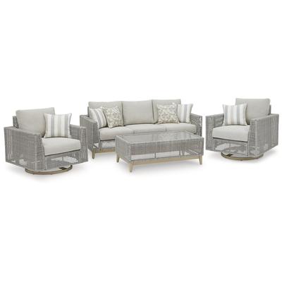 Signature Design by Ashley Seton Creek Gray/Beige 4-Piece Outdoor Upholstery Package - 82.63" W x 36.25" D x 35.88" H