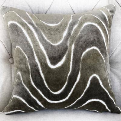 Plutus Sensous Waves Taupe Ivory Greige Handmade Decorative Throw Pillow