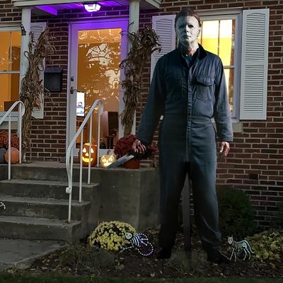 TEMU Large Scary Cardboard Cutout Halloween Michael Character Decoration - Mens 1 Blue