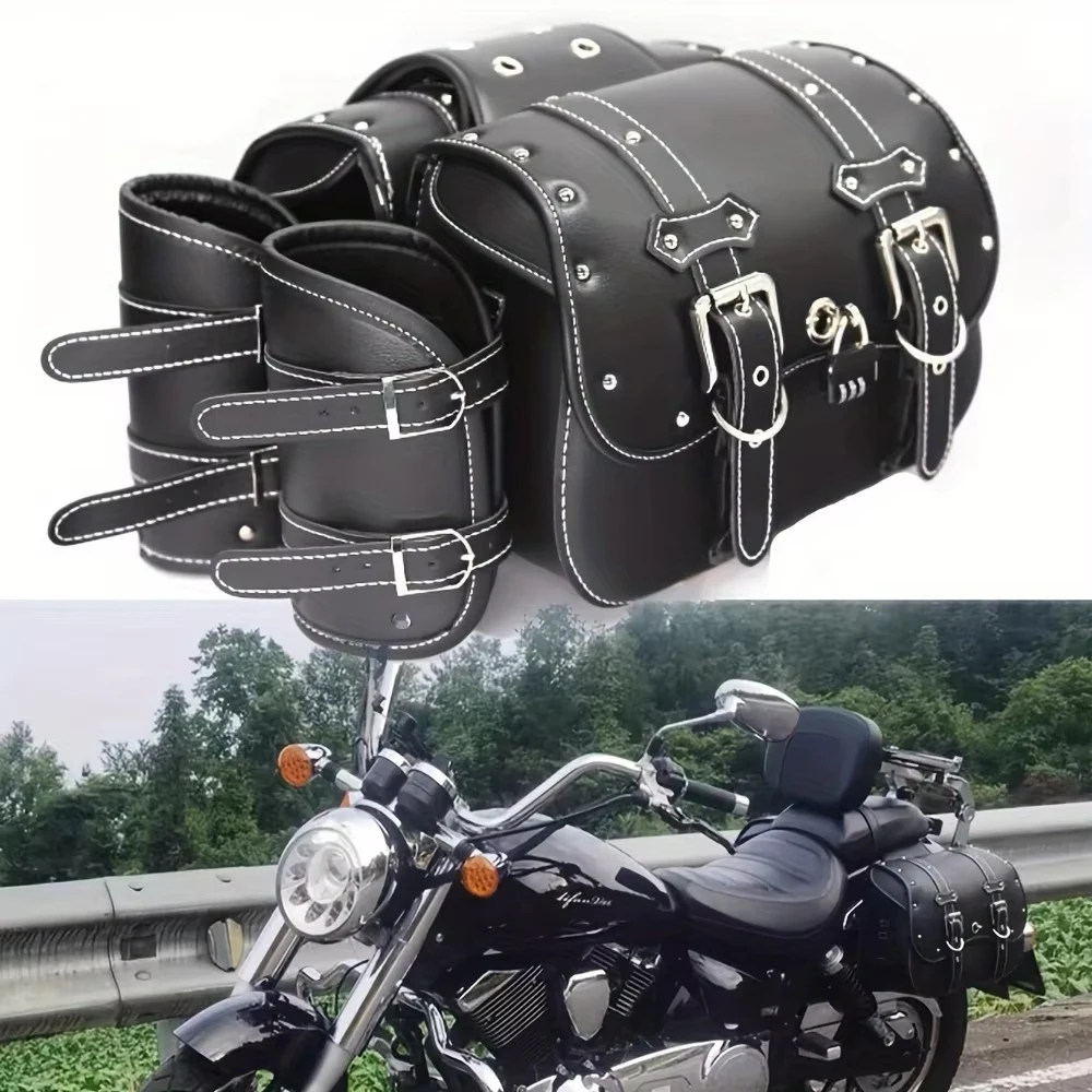 Universal Retro Schwarz/Braun Motorrad Satteltasche Große Kapazität Motorrad Seite Taschen Lagerung Werkzeug Wasserdichte seite tasche Für Harley