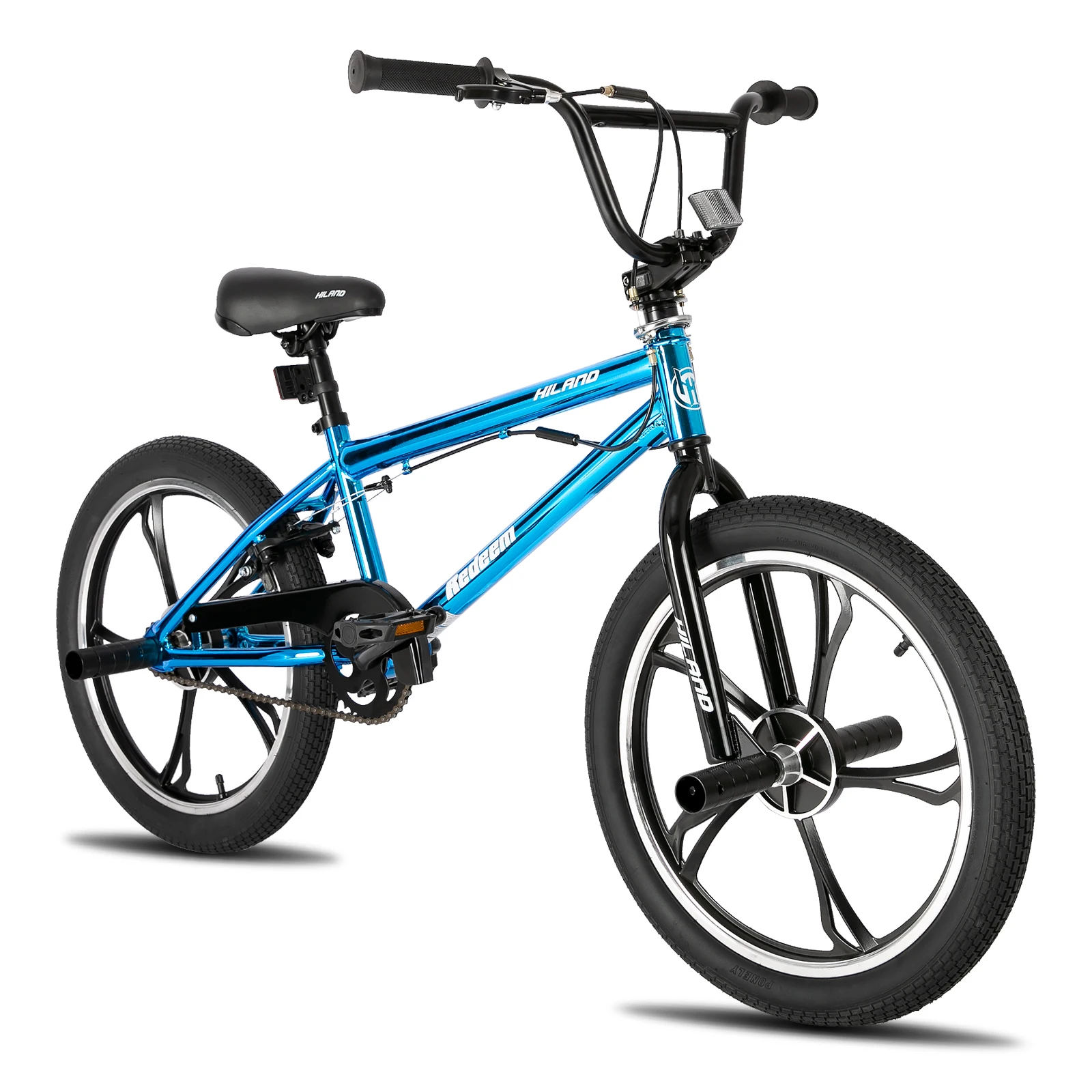 Bici BMX per bambini Hiland da 20 pollici per ragazzi e ragazze dai 5 ai 12 anni, rotore Freestyle da 360 gradi, bicicletta BMX per bambini a velocità singola a 4 pioli