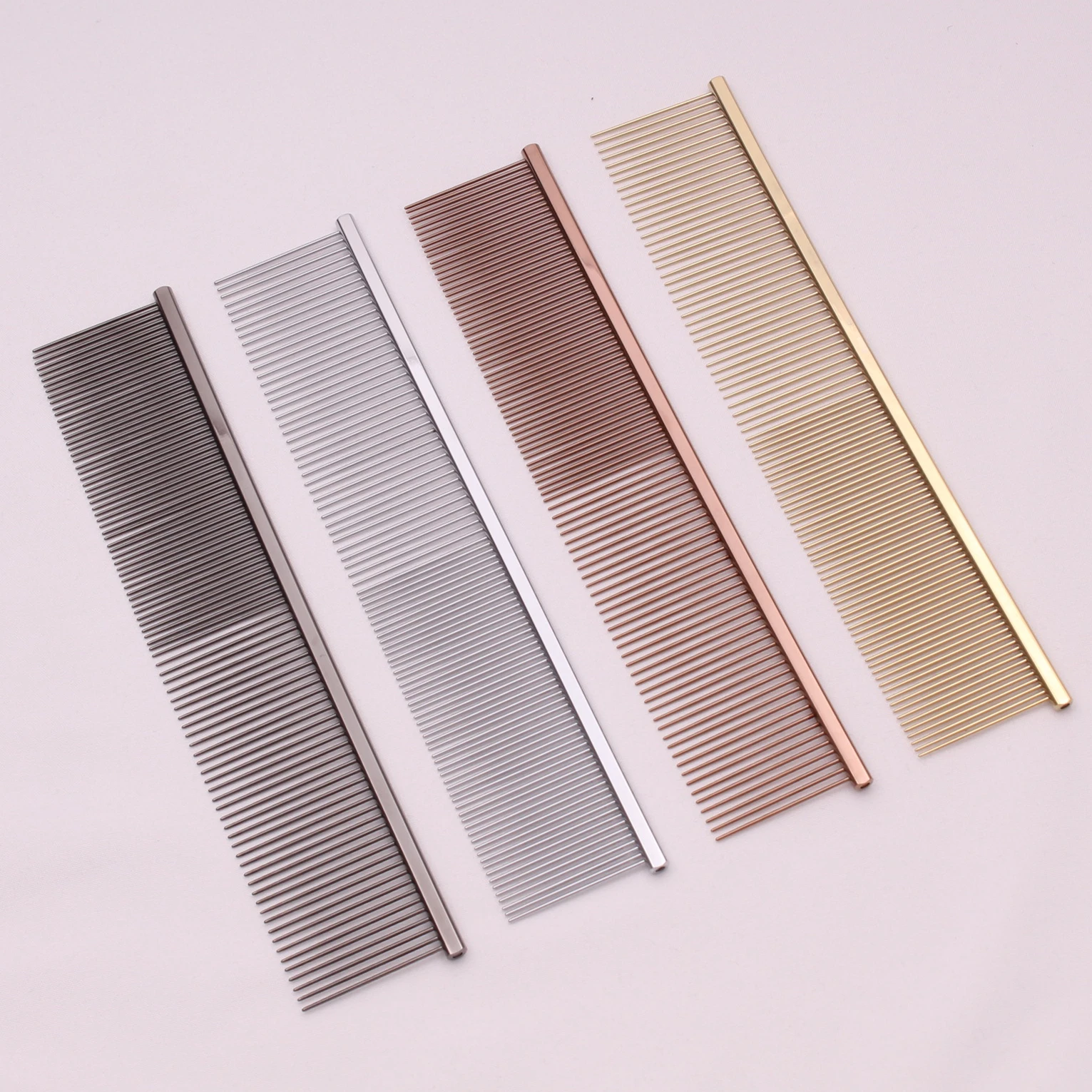 Kupfer Hund Pflege Kämme Für Haustier Grenze Knoten Massage Werkzeuge Professionelle Salon Katze Haar Reinigung Halbmond Kämme Hohe Niedrige Zähne Image