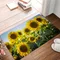 Sunflower Print Entrance Doormat Bathroom Bedroom Living Room Carpet Non-slip Flannel Floor Mat Kitchen Rug Home Decoration