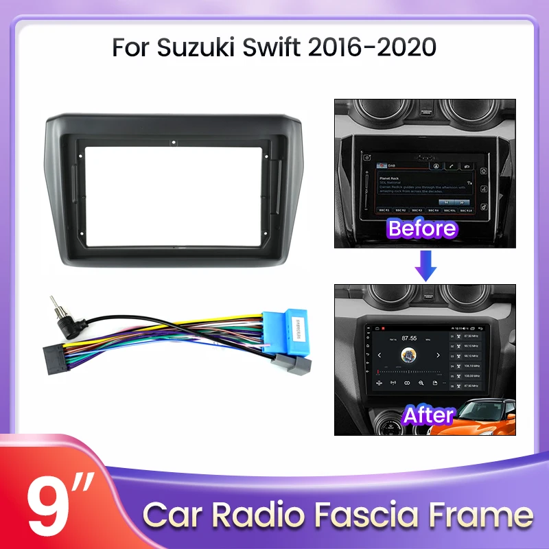 Doppelter 2-Din-9-Zoll-Faszienrahmen für Suzuki SWIFT 2016–2020 Android Autoradio-Installation DVD GPS MP5 Kunststoff-Faszienpanel Image