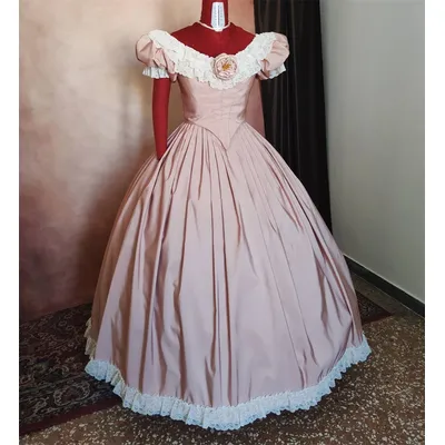 1860s viktoria nischen Bürgerkrieg Scarlett Kostüm rosa Taft Prinzessin Kleid Vintage südlichen Image