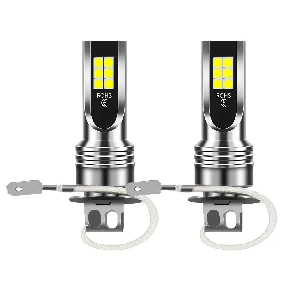 2 pezzi H3 H1 LED lampadina per fari auto Canbus senza ventola abbaglianti 6500K bianco auto camion LED fendinebbia lampada di guida DRL 12V -24V