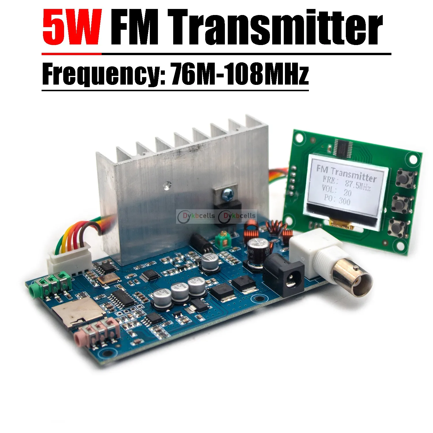 12V 5W FM Sender Pll Stereo Audio FM Broadcast 76-108MHz Digital LCD Display Frequenz Radiosender Empfänger Ham Verstärker Image