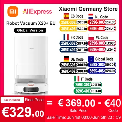 Global Version Xiaomi Robot Vacuum X20+ Voice Control Automatic Dust Collection Whole House Scan Image