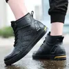 Wasserdichte Schuhe für Herren, schwarze High-Top-Stiefeletten für Regen, lässige flache Regenstiefel für Herren, modische Gummi-Regenstiefel, Größe 39–44