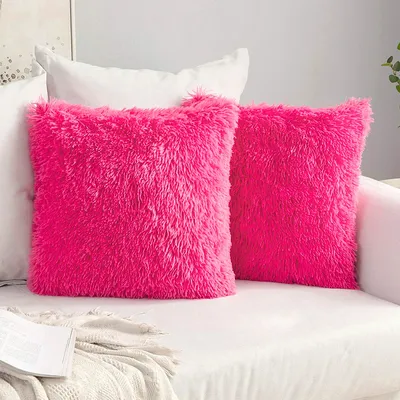 1pc weiche Plüsch Kissen bezug 43x43cm einfarbige Kissen bezug quadratisch gemusterte Kissen bezüge Image
