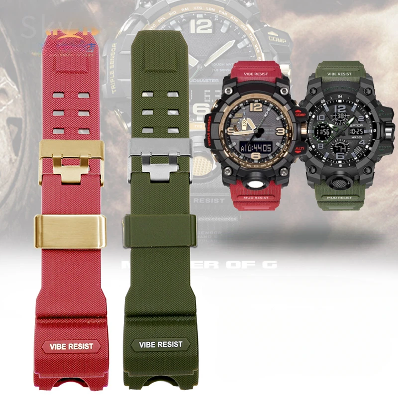 Für casio g-shock blau rot grün armband großer schlamm könig GWG-1000GB serie schwarz gold harz anti-allergie silikon armband Image