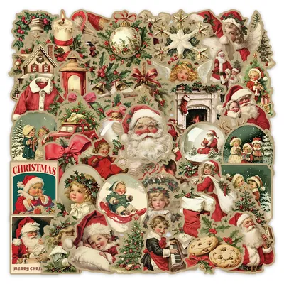 50 stücke Retro Weihnachten Graffiti Aufkleber Vintage Cartoon Aufkleber Dekoration Skateboard Image