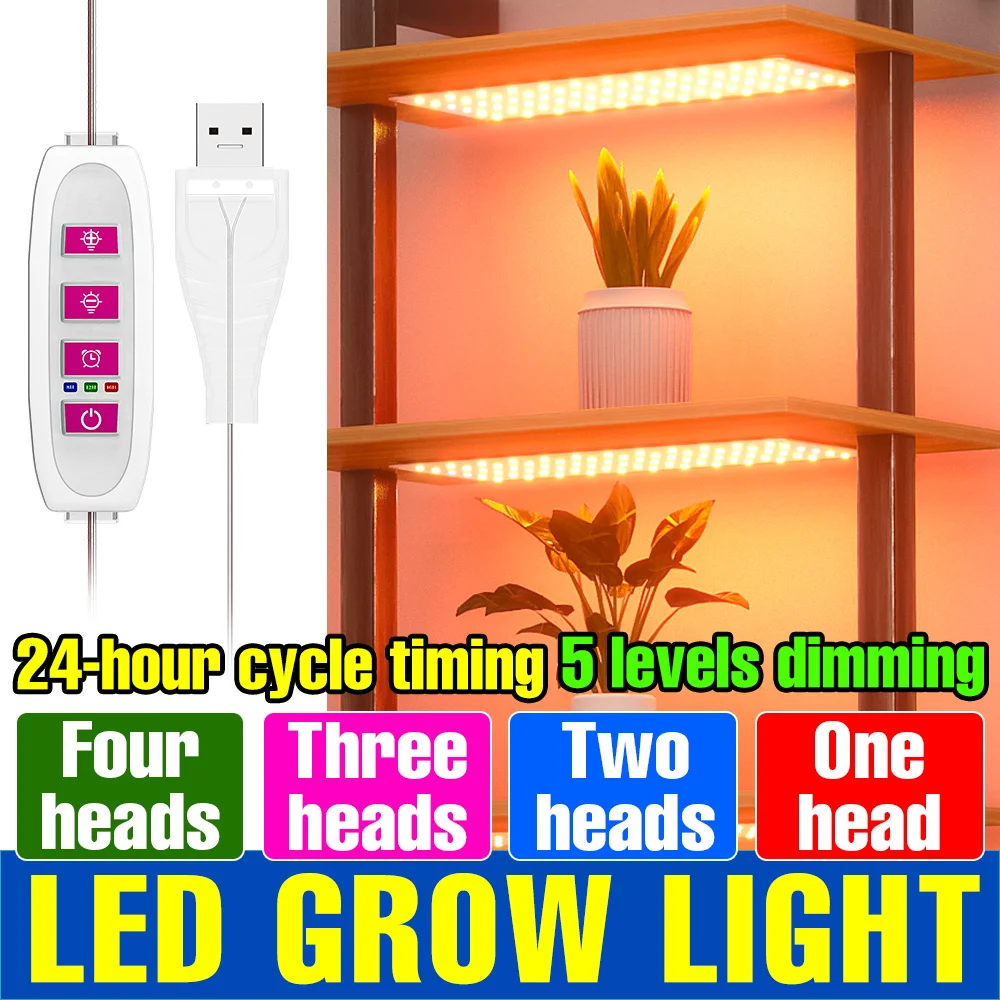 LED-Wachstumslichter, volles Spektrum, Quantenbrett, Pflanzenlampe, Innenblume, Hydrokultur, Gemüseanbau, USB, DC5V, Timing, dimmbar