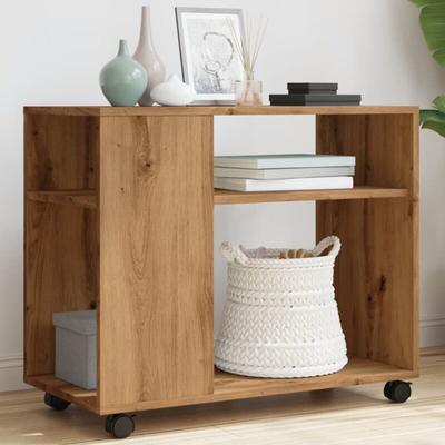Beistelltisch mit Rollen Artisan-Eiche 70x35x60cm Holzwerkstoff Vidaxl Image