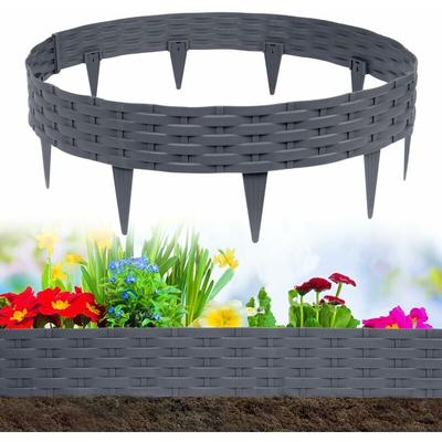 Rattan-Optik Rasenkante 5 1m Beeteinfassung Biegbarer Kunststoff Mähkante Beetumrandung Rattan Image
