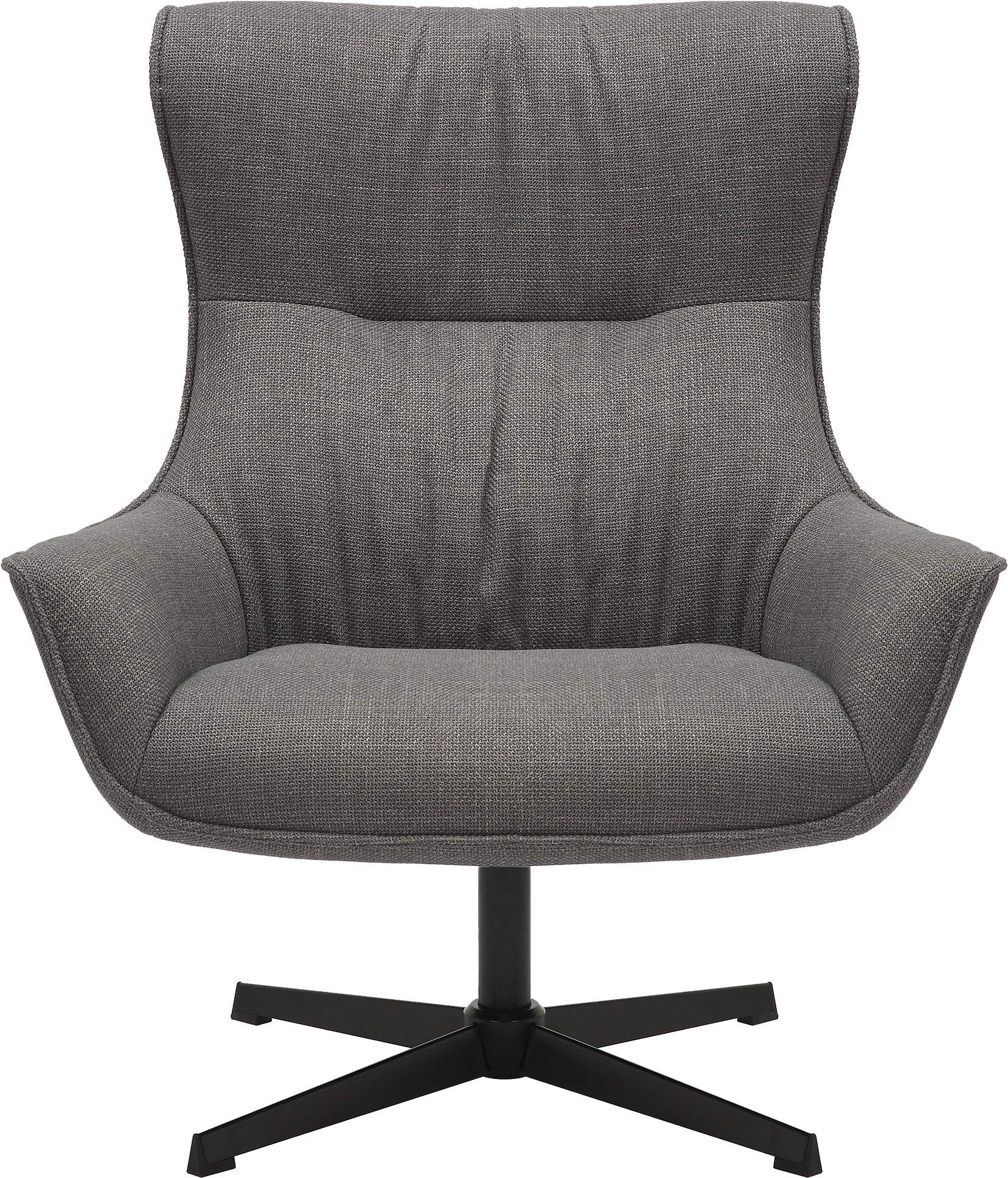 Drehsessel SALESFEVER "Drehsessel für stilvolles Sitzen", grau (grau, schwarz), B:85cm H:103cm T:83cm, Strukturstoff (100% Polyester), Metall, Sessel, Sitzfläche mit Taschenfederkern