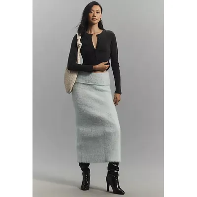 Maeve Foldover-Waist Knit Column Midi Skirt
