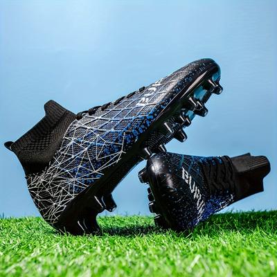 TEMU Men's Professional Soccer Cleats Ag/fg - Shoes With Pu Upper, Tpu Sole, Fabric Inner Lining, Lace-up Closure, Universal Fit, Random Pattern, Insole