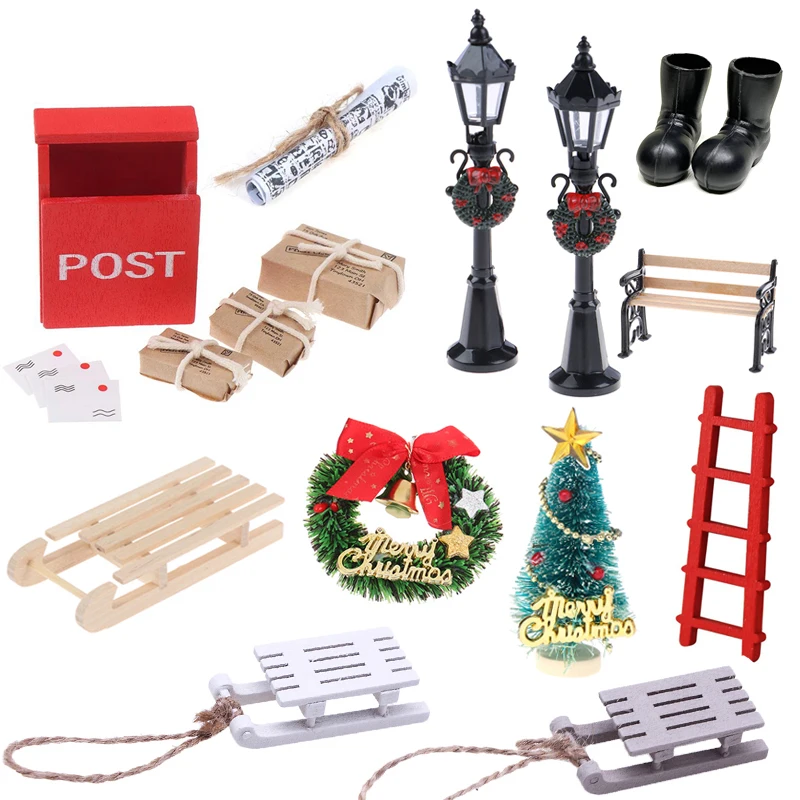 Mini couronne de noël suspendue Miniature, 1 pièce, pour maison de poupée, guirlande d