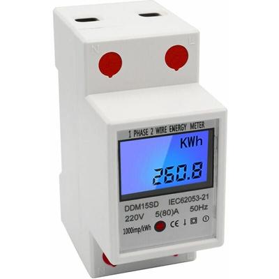 Dolaso - Einphasiger Stromzähler, DIN-Schienen-Digital-Leistungsmesser DDM15SD Wattmeter 5-80A 220V Image