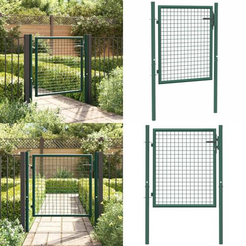 Zauntor Stahl 100 x 75 cm Grün - Gartentor - Zaun - Stahltür - Sichtschutz - Gartenabgrenzung