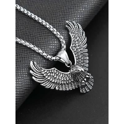 Men's Silver Eagle Pendant Necklace – Bold and Detailed Symbolic Jewelry for Strength and Freedom