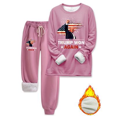 Women's Loungewear Set Graphic Print Patriotic Long Sleeve Sweatshirt Jogger Pants Casual Home Relaxation Winter Comfort Black Red White Blue Full Size Elastic Drawstring Waist