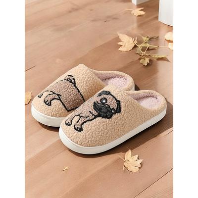 Women's Cozy Dachshund Embroidered Slippers – Warm Fleece-Lined Indoor Shoes for Dog Lovers