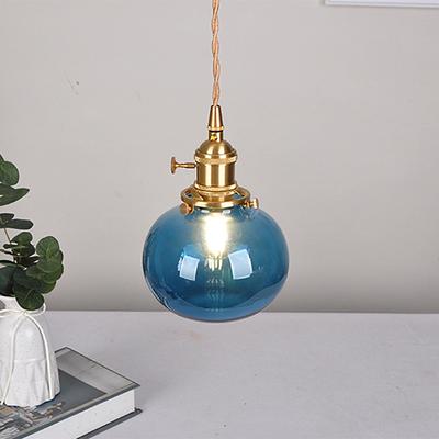 Blue Blown Glass Pendant Light Bathroom Green Glass Hanging Ceiling Lamp Ribbed Clear Glass Ball Island Light Fixture Pumpkin Vintage 85-265V