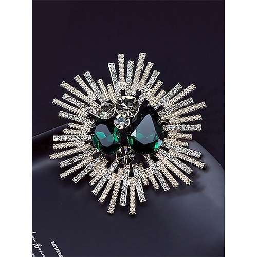 Damen-Sonnenbrosche im Vintage-Stil mit rosa und kristallenen Edelsteinen – elegante Statement-Anstecknadel für formelle Kleidung Image