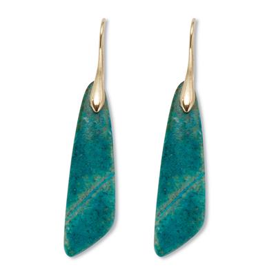 Women's Genuine Blue Jasper Goldtone Drop Earrings by PalmBeach Jewelry in Blue (Size ONE SIZE)