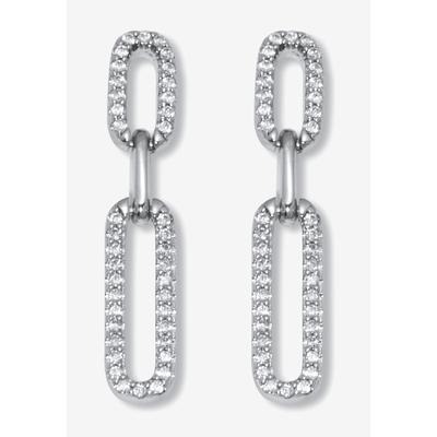 Women's .40 Tcw Round Cubic Zirconia Silvertone Link Drop Earrings by PalmBeach Jewelry in Silver