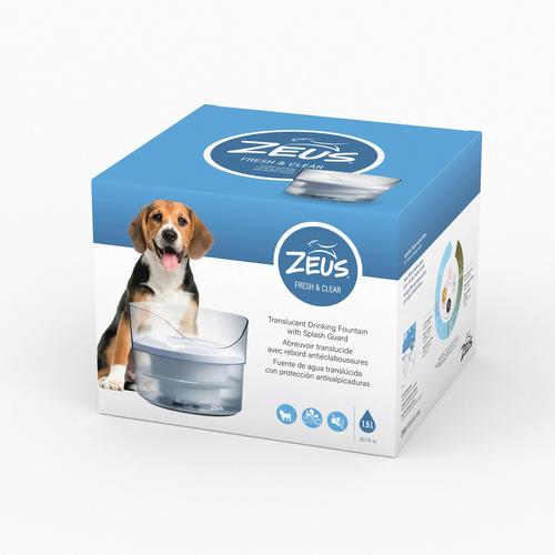 Zeus Fresh & Clear mit Spritzschutz Trinkbrunnen 1,5L Hund