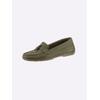 Mokassin HEINE, Damen, Gr. 39, grün (khaki), Leder, Rindsleder, Nubukleder, modisch, Schuhe