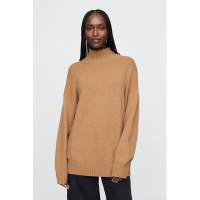Gap Womens Beige CashSoft Mock Neck Ribbed Knit Jumper - Beige
