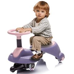 360-Degree Steering Wheel Ride-On Car with Shock Absorbing PU Wheels