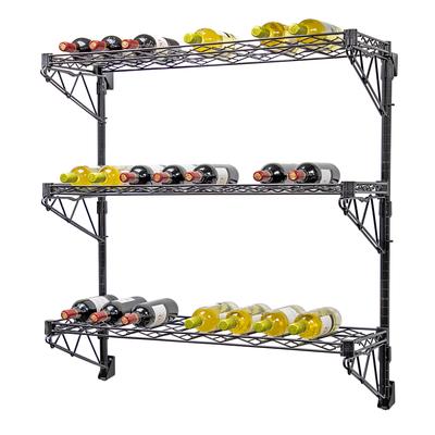Quantum Food Service WC34-1436WBK-3 Commercial Wine Shelf w/ 27 Bottle Capacity, Black
