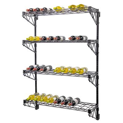 Quantum Food Service WC54-1436WBK-4 Commercial Wine Shelf w/ 36 Bottle Capacity, Black