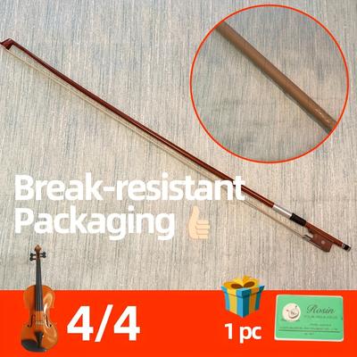 TEMU A 4/4 Violin Bow, Natural Horsehair For Beginners, Unbleached, With Rosin, String Instrument Accessories, Violin Bow For Practice And Performance