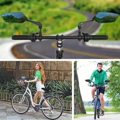 TEMU 2 Pcs 360Â° Adjustable Safety Bicycle Handlebar Mirrors -resistant Glass Lenses For A Of Bicycles With A Diameter Of 22-25mm Removable Handlebar Mirror Accessory For Bicycle Conversions