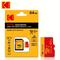 TEMU Kodak U3 Micro Sd Card, 64gb/128gb/256gb, Class 10 U3, Tf Flash Memory Card For Camera, Tablet, Mobile Phone, Laptop, Pc, Car Stereo, Game Console, Audio - Red And Yellow Packaging